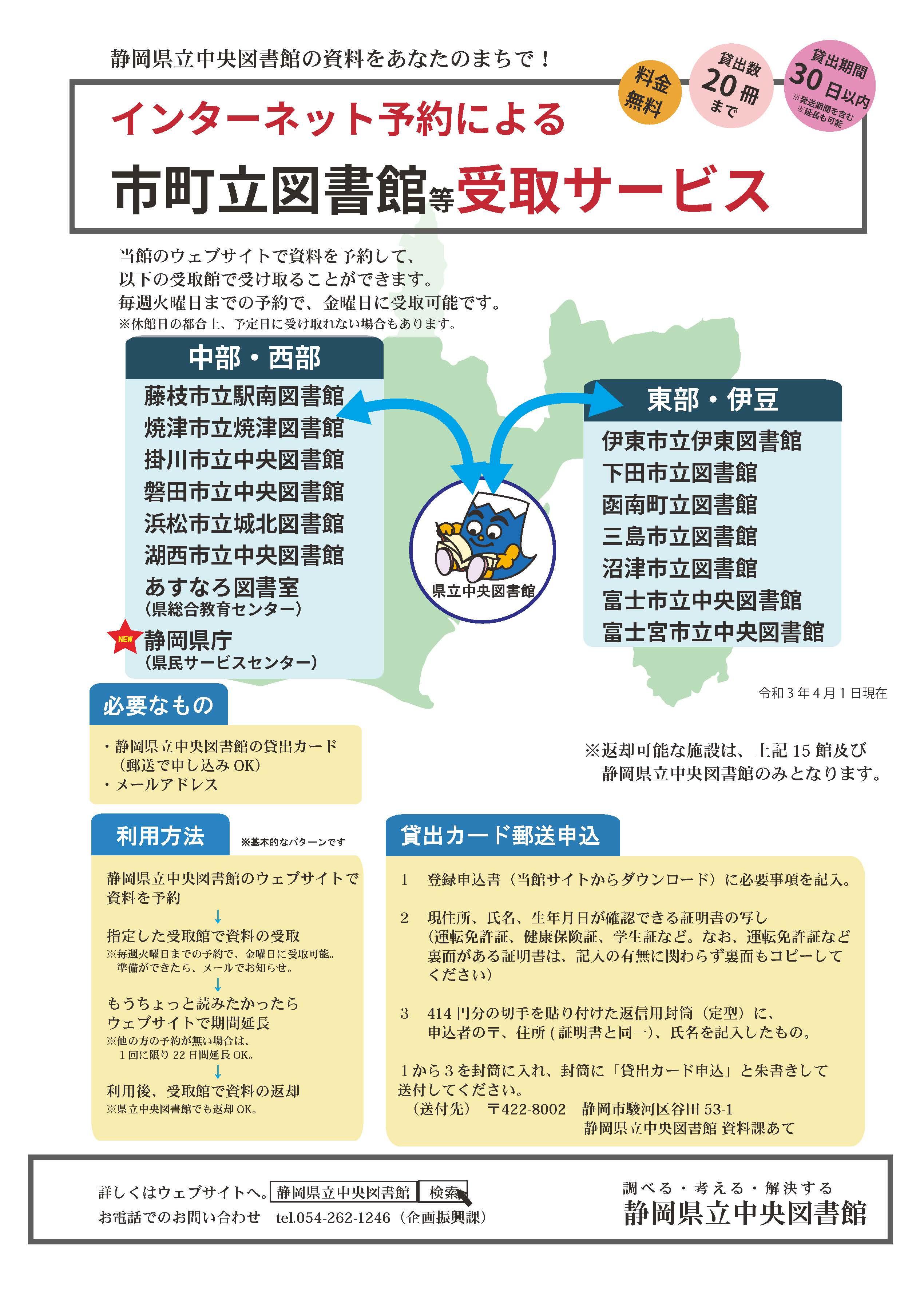 インターネット予約による市町立図書館等受取サービス 静岡県立中央図書館